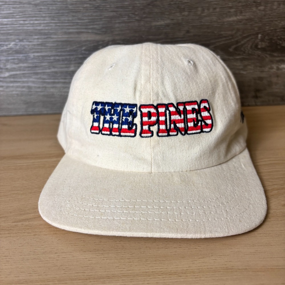 Vintage The Pines Hat Cap Strap Back Off White Golf Grand View Lodge Imperial